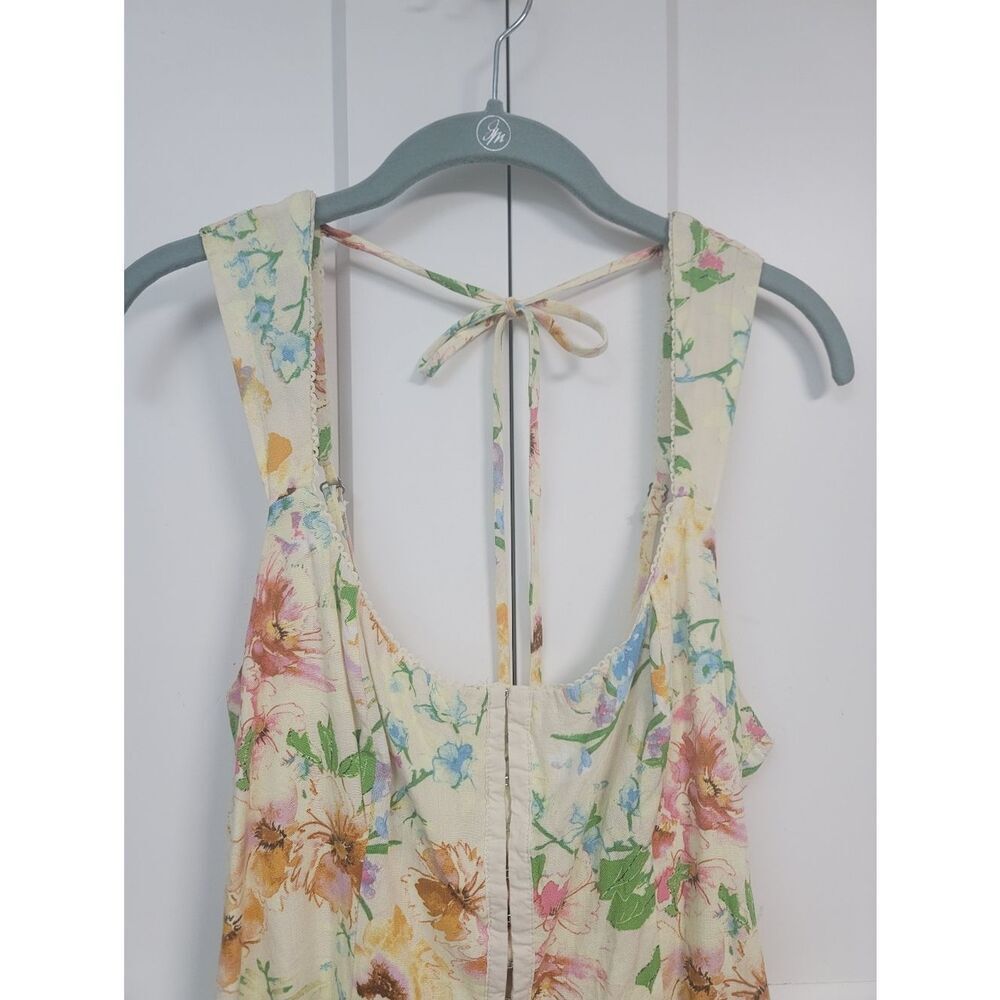 Wild Fable Floral Hook and Eye Romper Yellow Pastel Boho Cottagecore Sleeveless - Picture 5 of 9